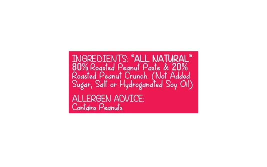 Nutty Munchy Peanut Butter Unsweetener   Plastic Jar  800 grams